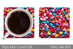 Hearts Coaster Sublimation. 3D Hearts Square Coaster Design Product Image 1
