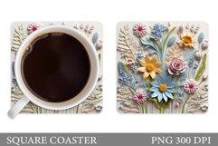 Flowers Coaster Design. 3D Flowers Coaster Sublimation Product Image 1