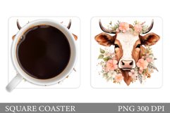 Cow Coaster Design. Cute Cow Coaster Sublimation Product Image 1