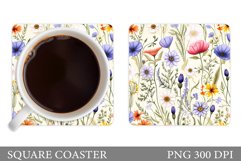 Wildflowers Coaster Design. Square Coaster Flowers Template Product Image 1