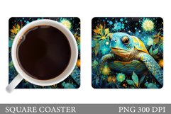 Turtle Coaster Design. Turtle Flowers Coaster Sublimation Product Image 1