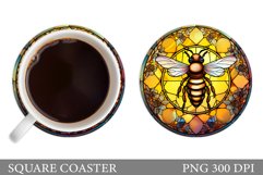 Bee Round Coaster. Stained Glass Bee Coaster Sublimation Product Image 1