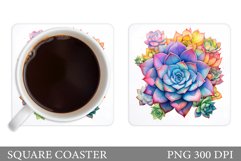 Succulents Coaster Sublimation. Plants Coaster Design Product Image 1