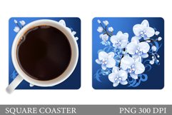 Orchid Coaster Sublimation. Floral Coaster Design Product Image 1
