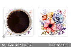 Flowers Coaster Sublimation. Summer Coaster Design Product Image 1