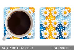 Daisy Flowers Coaster. Square Coaster Flowers Design Product Image 1