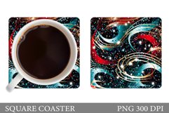 Abstract Glitter Coaster. Abstract Coaster Sublimation Product Image 1