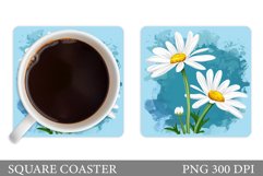 Daisy Flowers Coaster Design. Flowers Coaster Sublimation Product Image 1