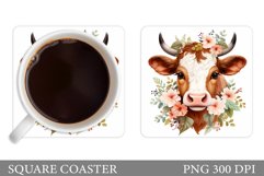 Cow Coaster Design. Cow Summer Coaster Sublimation Product Image 1