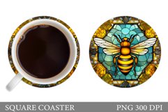Bee Coaster Design. Stained Glass Bee Coaster Sublimation Product Image 1