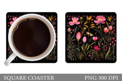 Wildflowers Coaster Design. Square Coaster Flowers Product Image 1