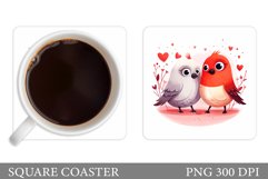 Valentines Birds Coaster. Cute Birds Coaster Design Product Image 1