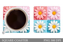 Flowers Coaster Design. Daisy Flowers Coaster Sublimation Product Image 1