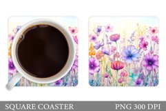 Wildflowers Coaster Sublimation. Flowers Coaster Design Product Image 1