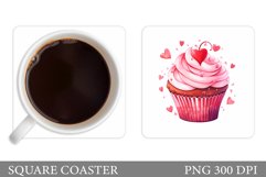 Cupcake Coaster Sublimation. Valentines Coaster Design Product Image 1