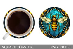 Stained Glass Bee Coaster. Bee Coaster Sublimation Product Image 1