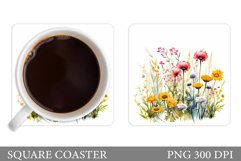 Wildflowers Coaster Design. Flowers Square Coaster Product Image 1