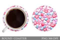 Hearts Coaster Sublimation. Valentines Coaster Design Product Image 1