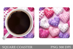 Hearts Coaster Design. 3D Hearts Coaster Sublimation Product Image 1