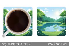 River Coaster Design. Summer Coaster. Flowers Coaster Product Image 1