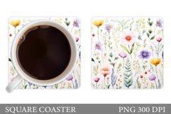 Flowers Coaster Sublimation. Wildflowers Coaster Design Product Image 1