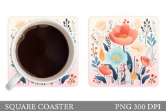 Flowers Coaster Design. Square Coaster Flowers Product Image 1
