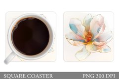 Flowers Coaster Sublimation. Summer Coaster Design Product Image 1