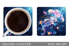 Jellyfish Coaster Sublimation. Sea Coaster Design Product Image 1