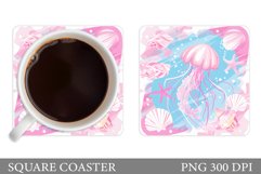 Jellyfish Coaster Sublimation. Sea Coaster Design Product Image 1