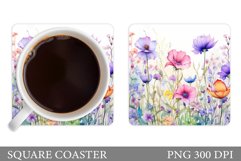 Flowers Coaster Sublimation. Wildflowers Coaster Design Product Image 1