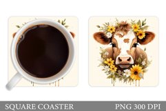Cow Coaster Design. Cow Summer Coaster Sublimation Product Image 1