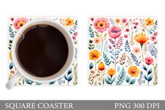 Flowers Coaster Sublimation. Summer Coaster Design Product Image 1