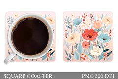 Flowers Coaster Sublimation. Flowers Square Coaster Template Product Image 1