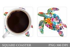 Turtle Square Coaster Design. Turtle Coaster Sublimation Product Image 1