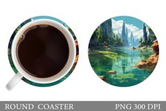 3D River Coaster Design. Mountains Coaster Sublimation Product Image 1