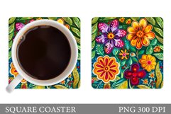 Flowers Coaster Sublimation. Flowers Coaster Design Product Image 1