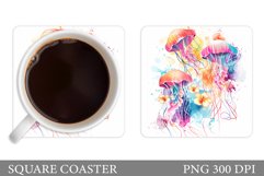 Jellyfish Coaster Sublimation. Jellyfish Coaster Design Product Image 1