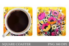Flowers Coaster Sublimation. Summer Coaster Design Product Image 1