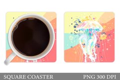 Jellyfish Coaster Design. Flowers Coaster Sublimation Product Image 1