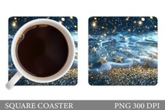 3D Sea Square Coaster. 3D Beach Coaster Sublimation Product Image 1