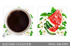 Watermelon Coaster Sublimation. Flowers Coaster Design Product Image 1