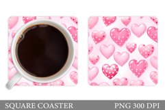 Hearts Coaster Sublimation. Valentines Coaster Design Product Image 1