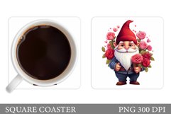 Gnome Coaster Sublimation. Valentines Coaster Design Product Image 1