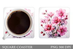 Flowers Square Coaster Sublimation. Flowers Coaster Design Product Image 1