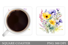 Wildflowers Coaster Design. Square Coaster Flowers Template Product Image 1