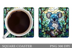 Koala Square Coaster. Stained Glass Koala Coaster Design Product Image 1