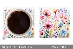 Wildflowers Coaster Design. Flowers Square Coaster Product Image 1