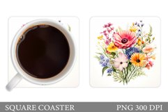 Flowers Coaster Design. Wildflowers Coaster Sublimation Product Image 1
