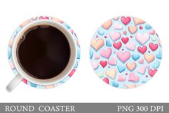 Hearts Coaster Sublimation. Hearts Round Coaster Design Product Image 1