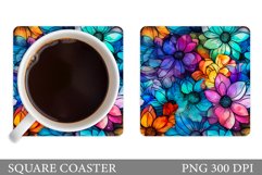 Flowers Coaster Sublimation. Summer Coaster Design Product Image 1
